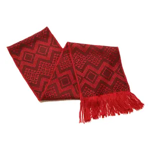 Alpaca Wool Blend Scarf Authentic Peruvian Natural Fiber Wool 60"L x 8"W. Red & Brown. UNISEX