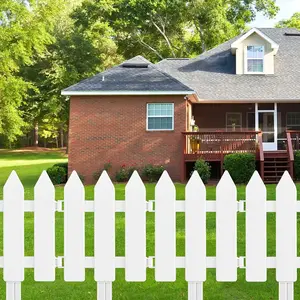 FEPITO 12 Pieces Garden Fence Set with 12 Inserts White Plastic Picket Fence for Lawn Flowerbeds Plant Borders Decorative Yard Outdoor Fun Easy Maintenance Anti-UV Protection, gift