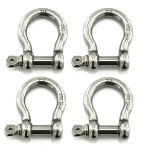4 PCS D Ring Shackle 5/16 inch Stainless Steel Heavy Duty Bow Shackle Clevis Screw Pin