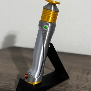 Gold and Silver Dark Lord Inspired Saber Hilt | 1:1 Scale Replica Prop | 3D Printed Collectible | Cosplay Sci-Fi Display Handle