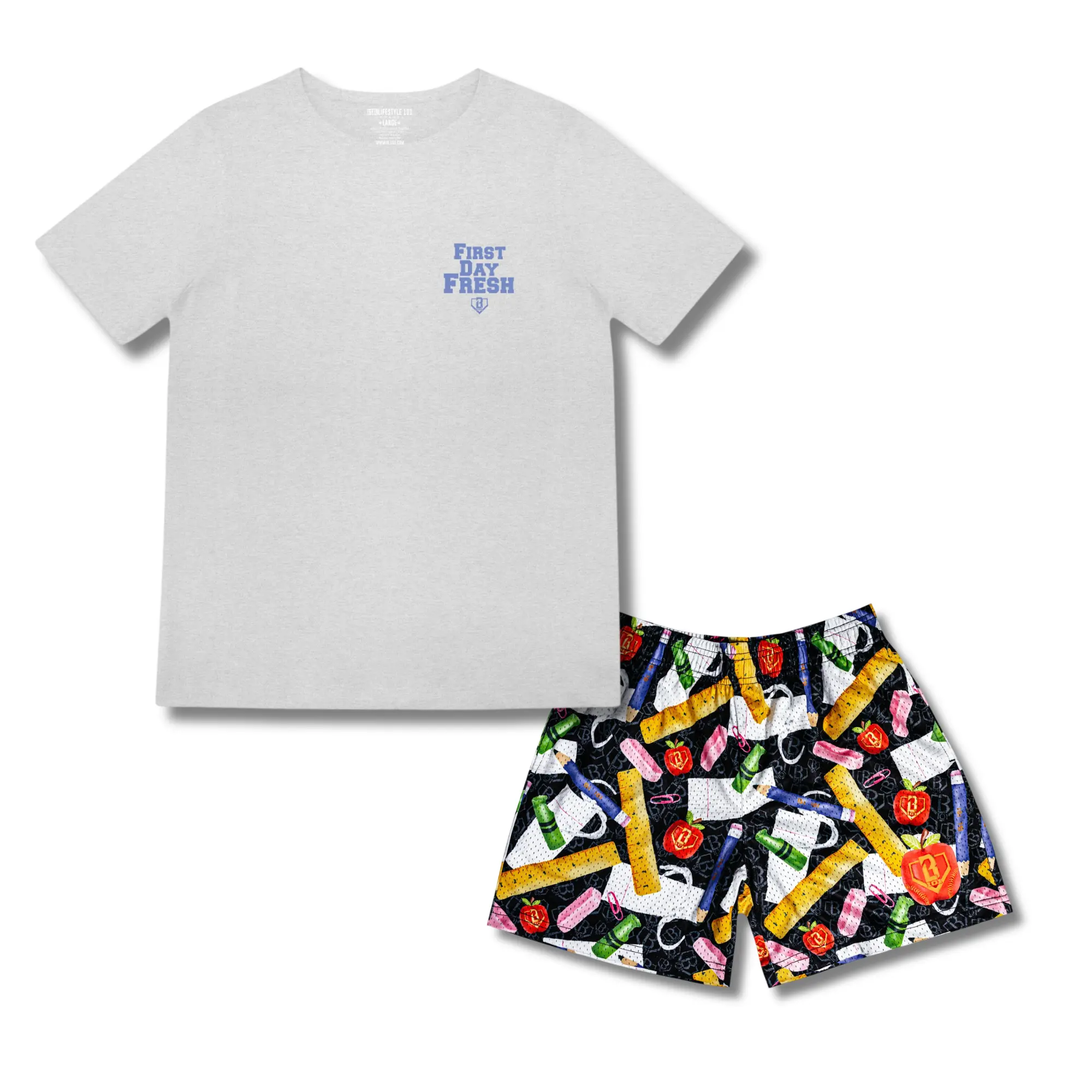 Baseball Lifestye 101 First Day Fresh Graphic Tee & Shorts Set | Back to School Baseball Outfit for Youth & Adult