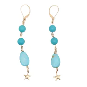 Turquoise Dangling Earrings - 14k Gold - omgso cute