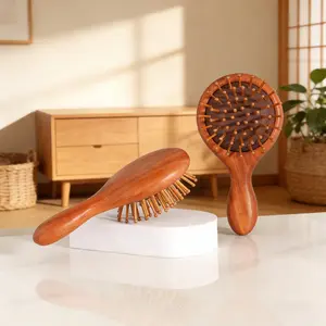 Tone Wood Massage Comb, Scalp Meridian Relief Cushion Comb, Home Use Detangling Hair Care Brush, Anti-Knotting Hair Styling Tool