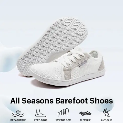 HOBIBEAR Unisex Minimalist Barefoot Lace-Up Sports Shoes - 0 Drop, Wide Width Knit Textile Trainers, Steady Traction Footwear for Training, Daily Wear