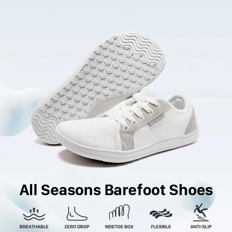 HOBIBEAR Unisex Minimalist Barefoot Lace-Up Sports Shoes - 0 Drop, Wide Width Knit Textile Trainers, Steady Traction Footwear for Training, Daily Wear