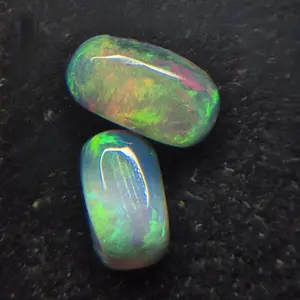 2.85ct Smoked Ethiopian Welo Opal Pair – Bright Red & Green Fire