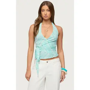 Edikted Women's Aquarelle Striped Wrap Halter Top