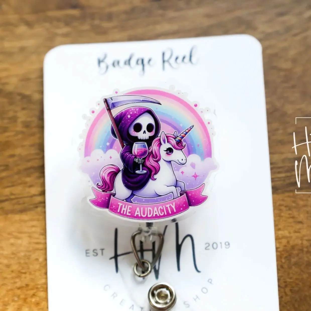 The Audacity Funny Rainbow Badge Reel, RN ID Holder, Retractable Badge Reel, Night Shift, Audacity, Stocking Stuffer