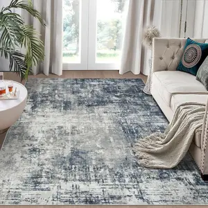 5x7 Area Rugs for Living Room Rug Washable: Rug for Dining Room Bedroom Carpet Non Slip Low Pile 5 by 7 Indoor Nursery Home Office Blue Grey