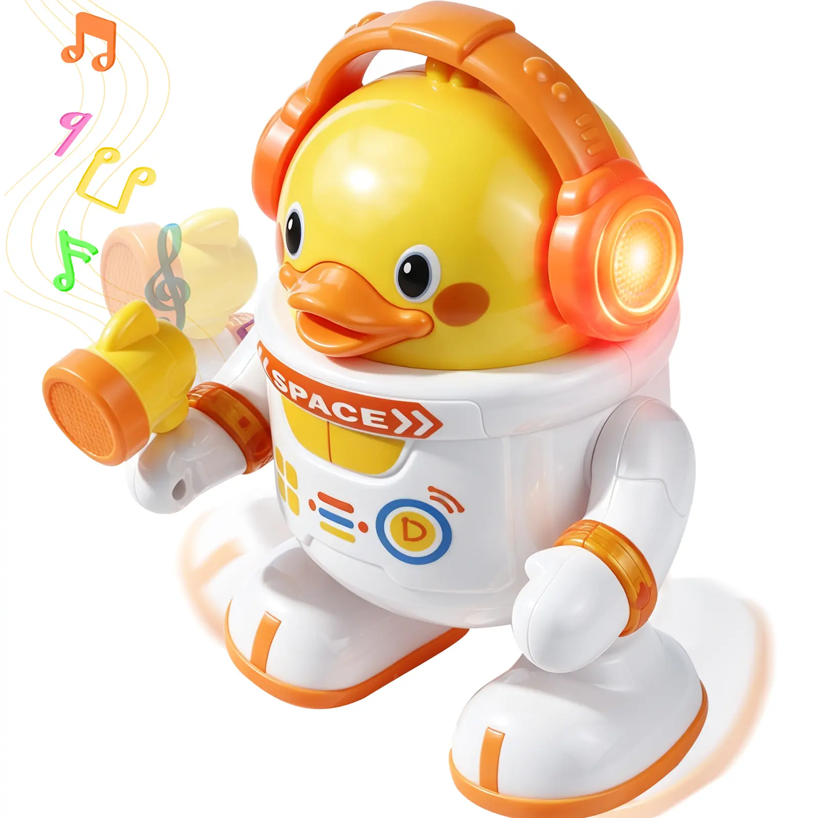 Dancing Astronaut Duck Musical Toy for Kids with LED Lights Interactive Fun Boys Girls Xmas Gift Walking Toy Gift for All Ages