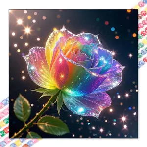 1 set of DIY diamond painting kit, 5D diamond art kit, DIY decoration rainbow rose, starlight, brilliance. Mosaic, diamond art, DIY art home decoration.