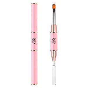 ISIS Professional 2-tip Brush for Polygel and Builder Gel - pink