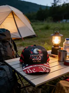 250th Anniversary Harley Baseball Cap, 1776-2026 American Eagle Flag Print, Men's Biker Hat, Patriotic Design, Perfect Gift