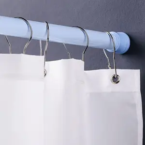12pcs Elevate Your Bathroom Look with 12pcs Stylish Nickle Metal Shower Curtain Hooks!