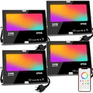 LED Flood Light Outdoor, 300W equivalent, 3000LM. Smart RGB landscape lighting with app control, DIY scenes, and IP66 waterproof. 4-pack!