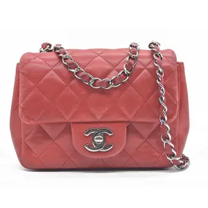 Pre-owned CHANEL leather Shoulder Bags $5200 Classic Mini Square Flap Bag Red