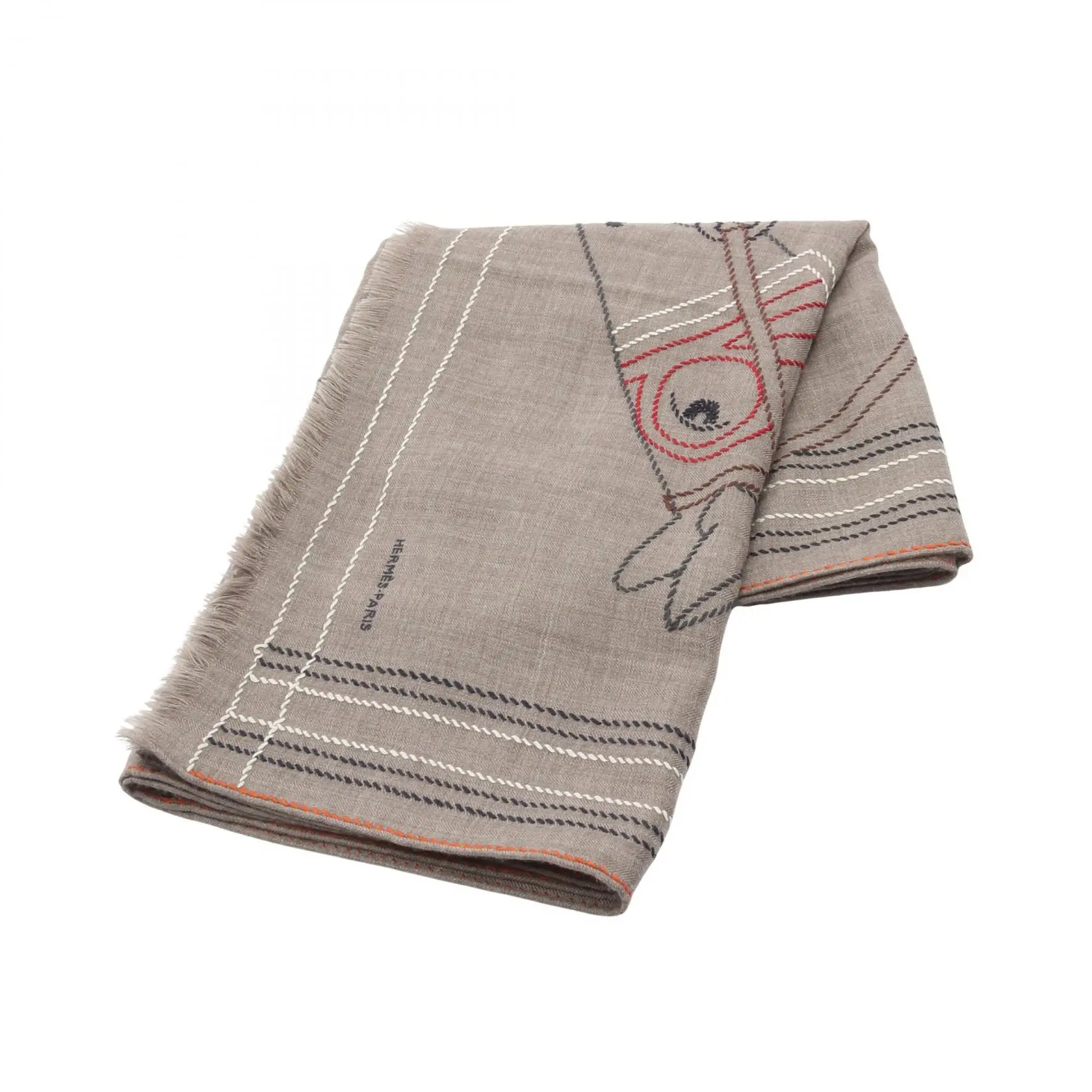 Pre-owned HERMÈS Silk Small Leather Goods Hermes Cheval a la Couverture Cashmere Stole