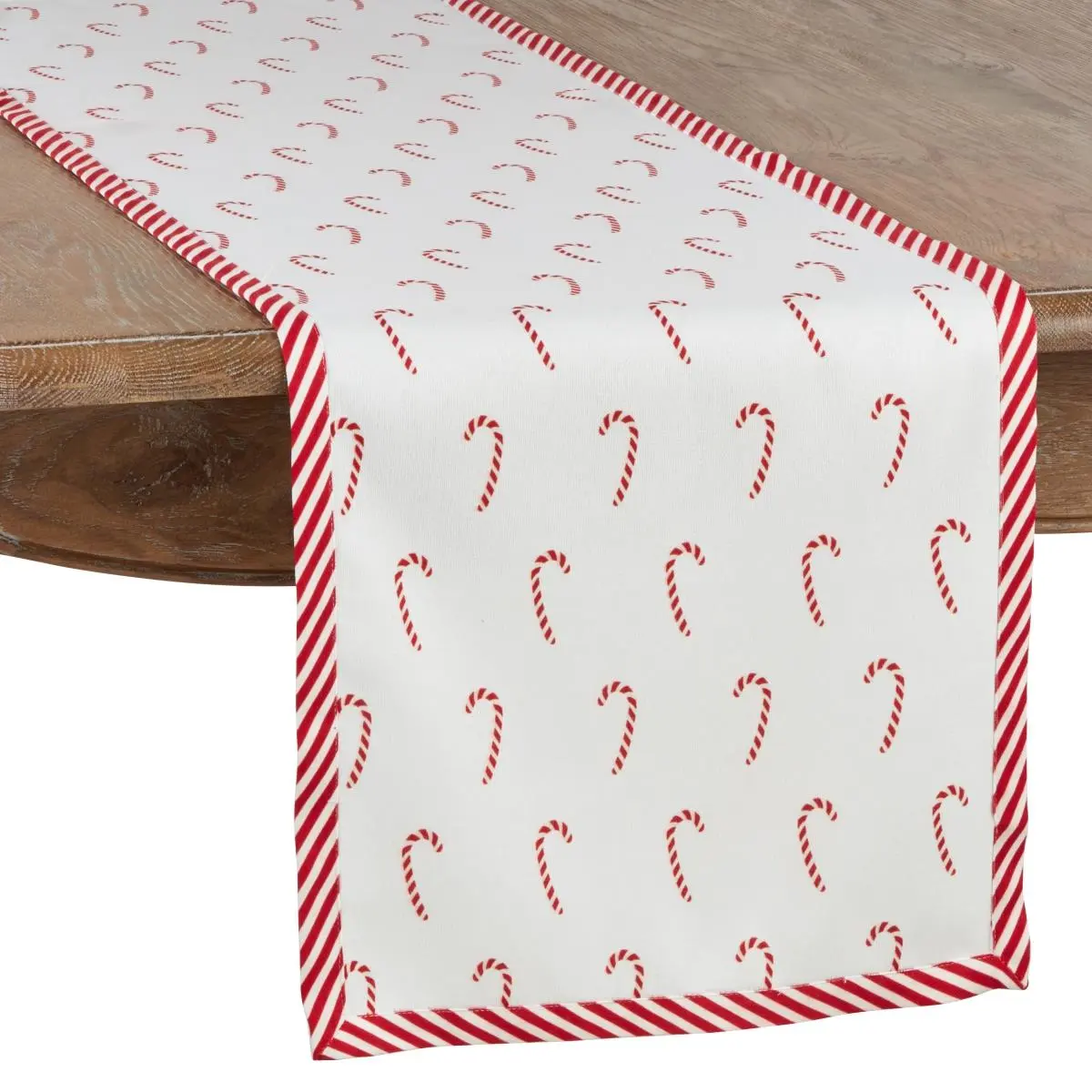 Saro Lifestyle 2198.R1654B 54 in. Candy Cane Print Table Runner, Red