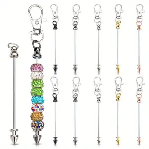 10pcs/20pcs New DIY Metal Bead Keychain Cone Bullet Head Rod Lobster Buckle Luggage Hanger Pendant Keychain