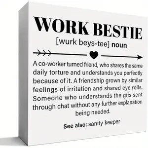 Work Bestie Gift for Women, Coworker Women Christmas Birthday Gift Thank You Gift for Friends Colleague Female Coworker Retirement Leaving New Job Farewell Gifts, a Coworker Turned Friend Wooden Office Home Decor Home Sign 5x5 inch