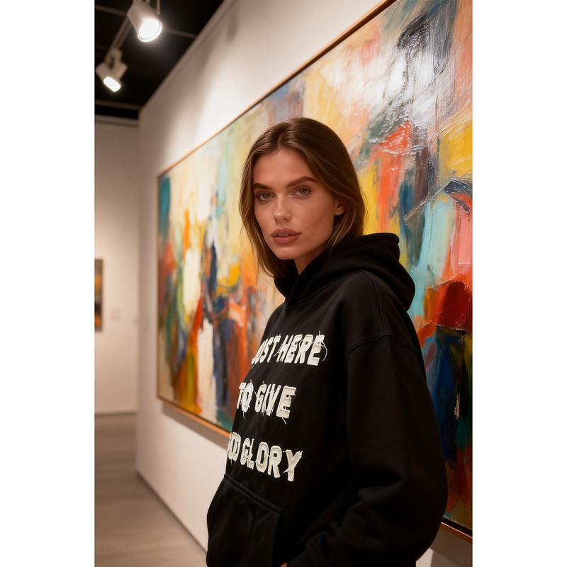 Y2k Oversized Graphic Hoodies Just Here To Give God Glory Funny Hoodies For Men Women Daily outfit