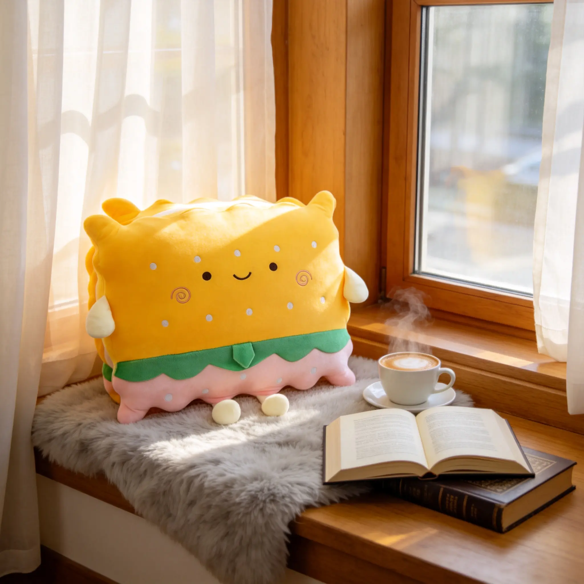 Adorable soft sandwich! Cookie plush toy, soothing plush throw pillow — suitable for office, sofa, and headboard; great gift for girls
