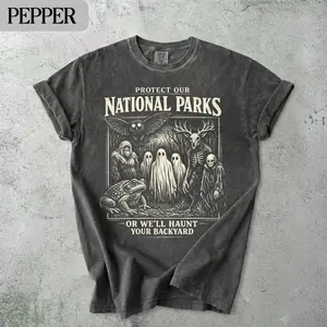 [Sale off up to 50%] Protect Our National Parks T-Shirt, Cryptid Tee, Bigfoot Mothman Ghost Wendigo Skull, Comfort Colors