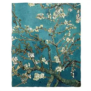 Apricot Van Gogh Blanket Soft Flannel Blanket for Sofa Bed Warm and Lightweight for Boys Girls Adults 50 Inch X 40 Inch