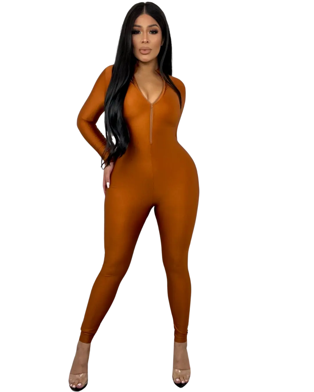 Rust Annette Zip Catsuit