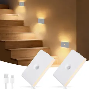 LED Motion Sensor Night Light, 2-Pack Rechargeable Magnetic Wall Mount, Adjustable Warm/, Ideal for Bedroom, Hallway, Garage, Led Wall Lamps