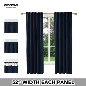 Deconovo 52W Blackout Curtains 2 Panels Back Tab and Rod Pocket Thermal Insulated Room Darkening