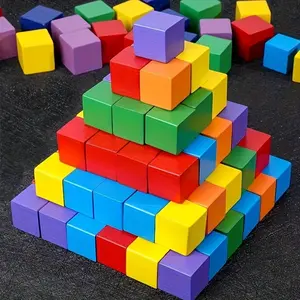 50pcs Mini Piecing together pine wood blocks diy cube model Wood blocks Math teaching AIDS Unprocessed wood blocks, rectangles, elegant styles for DIY crafts, jewelry making, home decor Creative Building Blocks Wooden Block