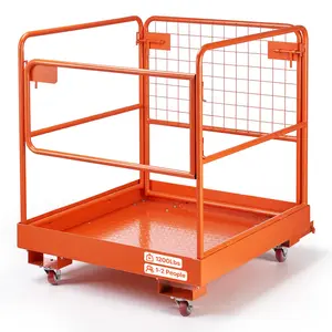 VEVOR Forklift Safety Cage, 36.6 x 36.6 Inch, Forklift Man Basket with 4 Wheels, 1200 lbs Capacity, Heavy Duty Work Platform, Collapsible Lift Basket Safety Set, for Most Aerial Jobs Lifting Loader