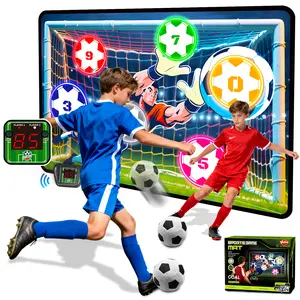 VATOS Electronic Scoring Soccer Toy Game Set for Kids, Indoor Outdoor Soccer Training Target with Real-Time Scoring, Solo & 2-Player VS Mode, Fabric Goal and 2 Soft Balls, Birthday Gift Ages 3+