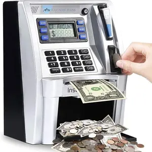 2025 ATM Saving Piggy Bank for Real Money for Kids Adults Personal ATM Savings Bank Machine with Card, Password Login, Coin Recognition, Bill Feeder, Calculator, Safe Box