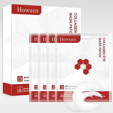 Deep Collagen Hydrogel Eye patch (4 Pairs), Affordable Glass Glow Skincare Mask, Korean Skincare, Anti-aging, Drooping Eyelid, Puffiness, DEPUFFS UNDER-EYE BAGS, Firming & Moisture Facial Mask.