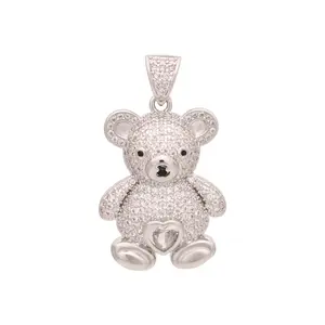 Zircon & Silver Teddy Bear Charm