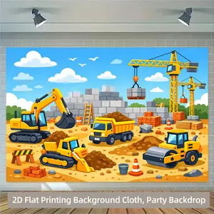 1 piece of 2D background fabric. On the construction site, large machine-made polyester background fabric banners are being used for parties, birthdays and celebration events - a durable photography background that doesn't require power supply. KDJ