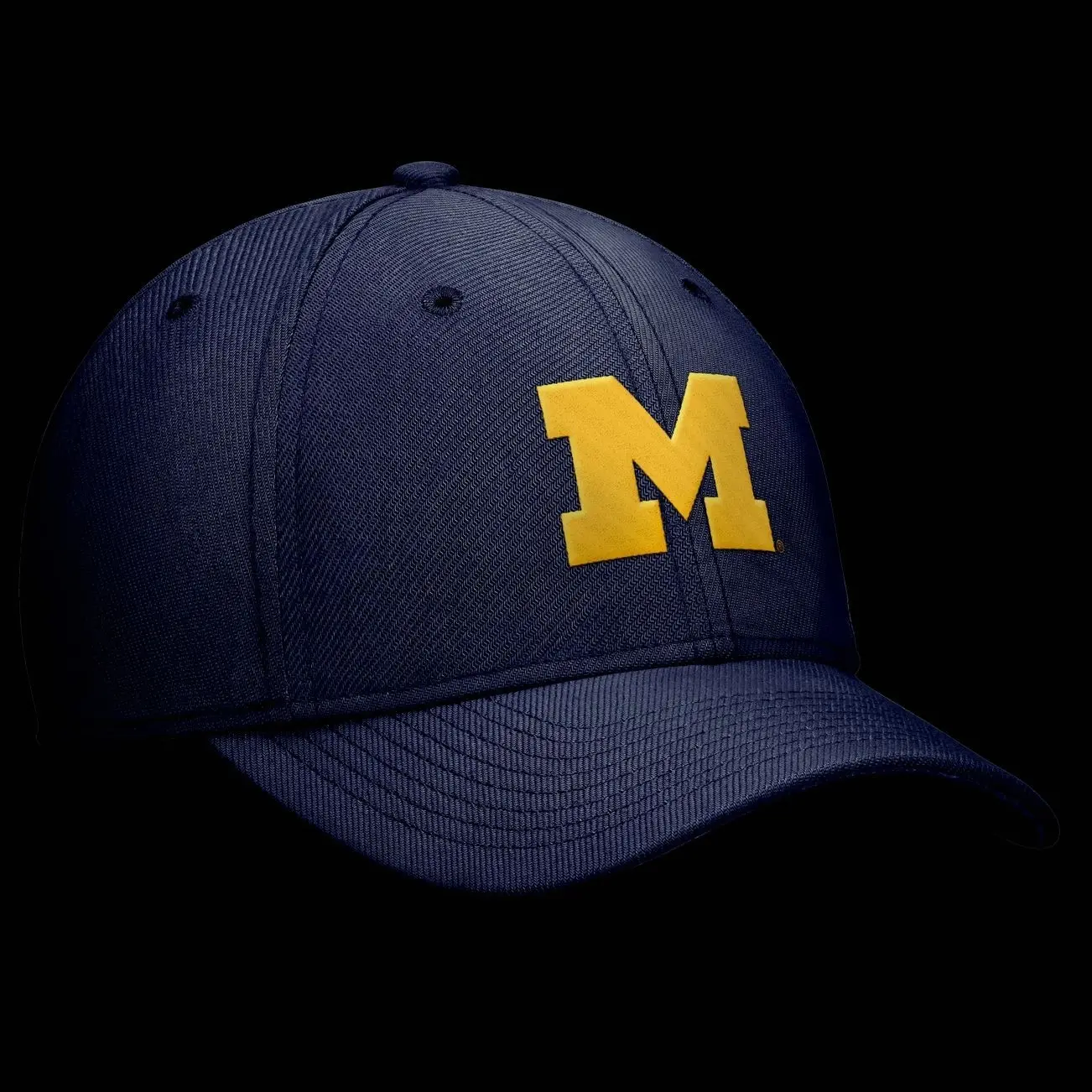 Michigan Wolverines  Adjustable Cap Embroidered Sports Hat Casual Unisex Outdoor  Rise SwooshFlex Dri-FIT Hat - Navy