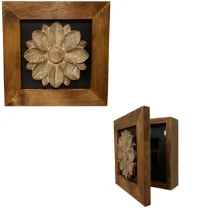 Hidden Gun Cabinet Wall Decor Distressed Flower (Black) Frame Home Interior Room Hangable