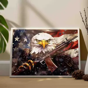 American Eagle 1000 Pieces Jigsaw Puzzle Patriotic Flag Artwork for Adults Challenging Brain Game Stress Relief Family Activity Unique Wall Decor Great Gift for Men and Veterans 27.5x20inch(70x50cm)