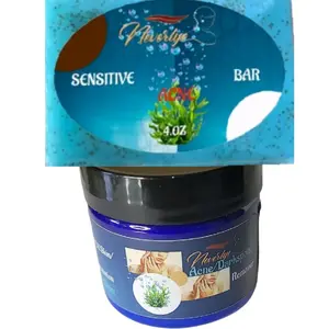 Neverlye Sensitive 2.0 oz  Acne Cream with Sensitive Soap Bar 4.0 oz for Acne Clearing Oil Shine Reduction Hyperpigmentation Repair