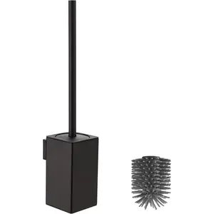 Toilet Brush and Holder Black Toilet Bowl Brush for Ceaning with Stainless Steel Handle Wall Mounted