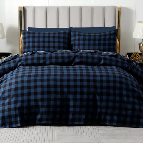 Elegant Comfort 4-Piece Buffalo Checkered 100% Turkish Cotton Flannel Sheet Set – Cozy Warm Bedding