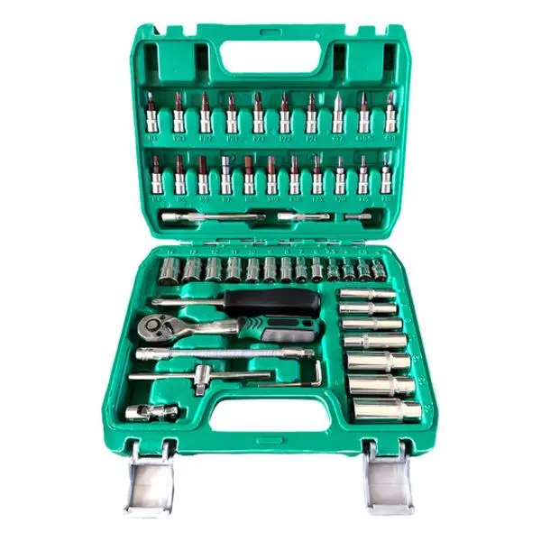53PCS Ratchet & Socket Wrench Tool Kit, Multi-Functional DIY Hardware Repair Tools, Universal Hand Tool Set for Motorcycle, Car, Bicycle and Household Maintenance