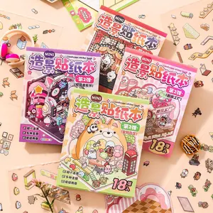 Mother's Day Gift 26 Micro-scenery Stickers Per Pack Stay-at-home Party Series Leisure-themed Handwritten Material Scene Stickers Make Your Own Mini Room Scene Collection Book for Adult Kids Relief Stress Pass The Time