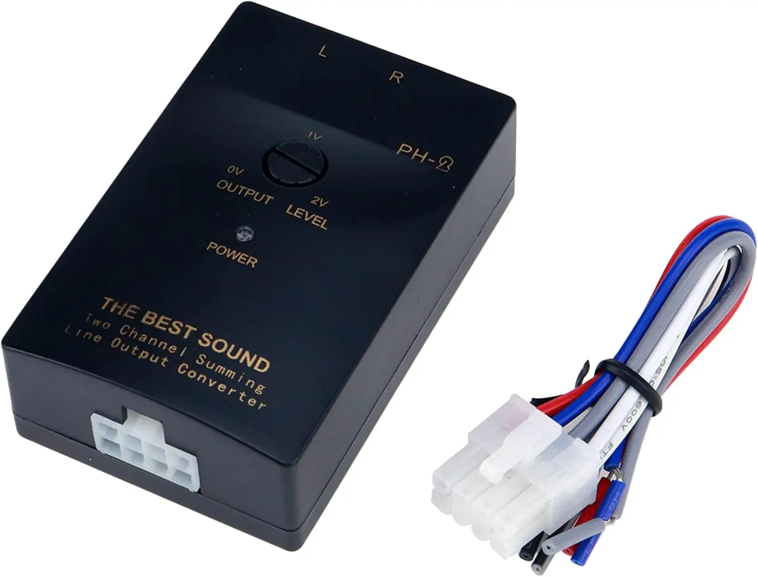 1Pc Black High to Low 2-Channel Line Output Converter RCA Car Line Converter Output Adapter