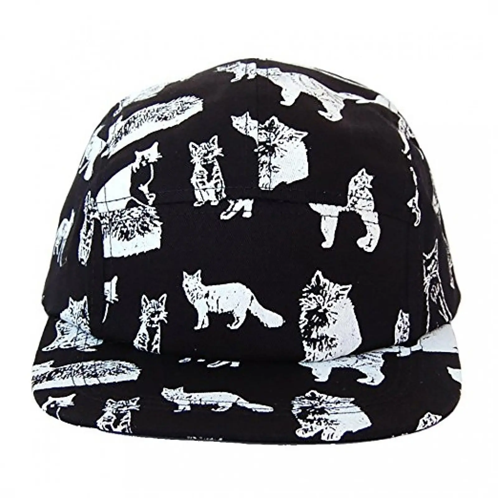 HatPhile Kitten Kitty Cat Cotton 5-Panel Hat – Pink Black & Khaki Adjustable Strap Comfortable Fit for Casual Outings