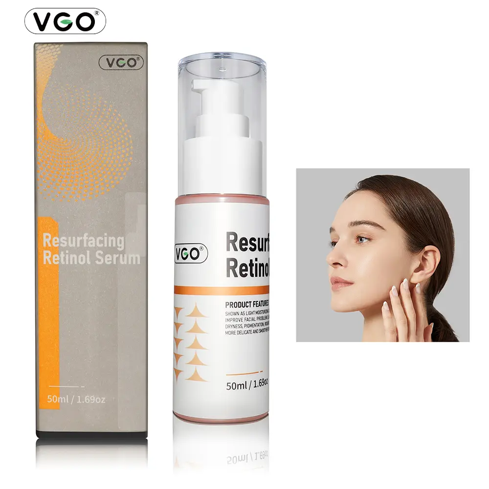 VGO Resurfacing Retinol Serum with Hyaluronic Acid - 50ml Non-Toxic Pore-Refining Formula for Adults, 4-Butanediol, Ammonium Polyacryloyldimethyl Taurate, 24-Month Shelf, Damage Repair, Hydration, Oil Control, Acne Care, Anti-Aging (All Skin Types), Moist
