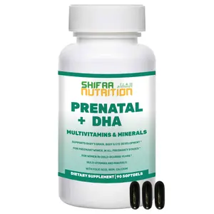 SHIFAA NUTRITION Halal Prenatal Vitamins with DHA & Folic Acid - High Potency - 90 Softgels